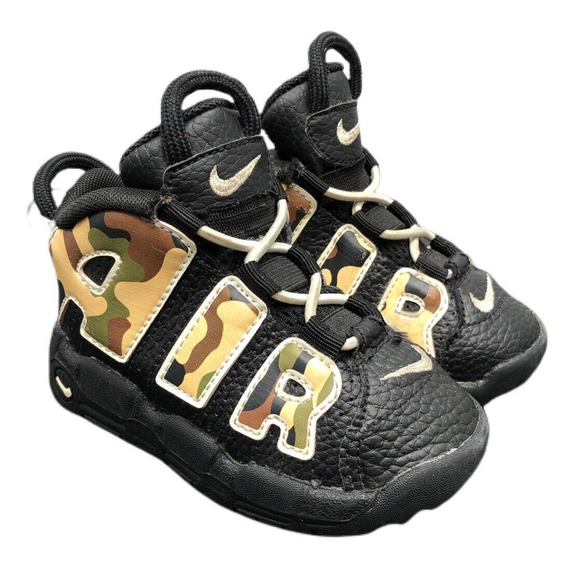 Nike Air More Uptempo Black Camo Sneakers CJ0932 Toddler Size 6C Fast Ship